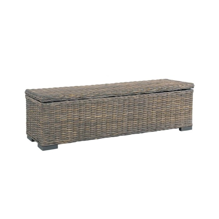Boîte de rangement 120 cm Gris Rotin naturel kubu et manguier