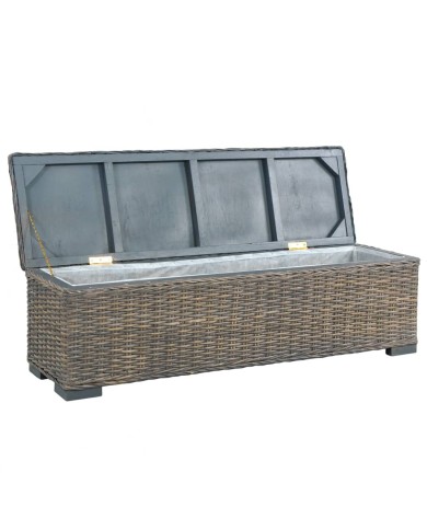 Boîte de rangement 120 cm Gris Rotin naturel kubu et manguier