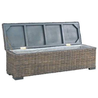 Boîte de rangement 120 cm Gris Rotin naturel kubu et manguier