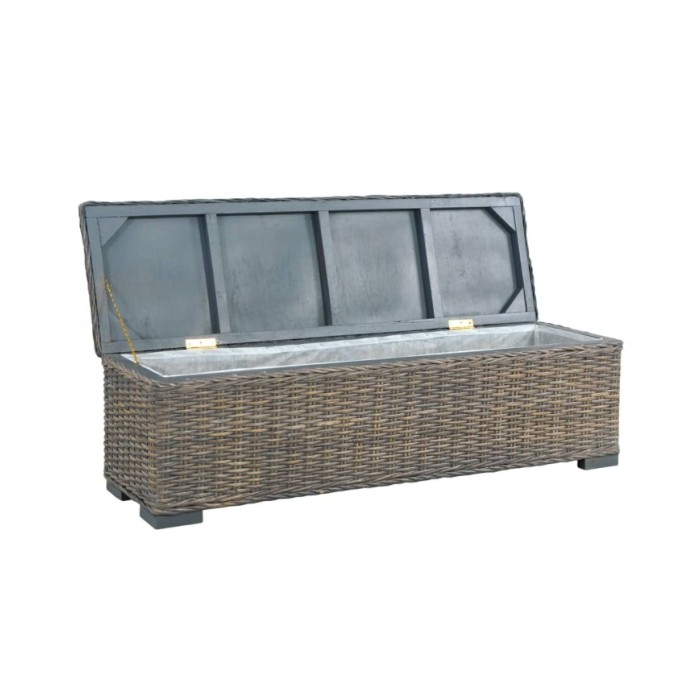 Boîte de rangement 120 cm Gris Rotin naturel kubu et manguier