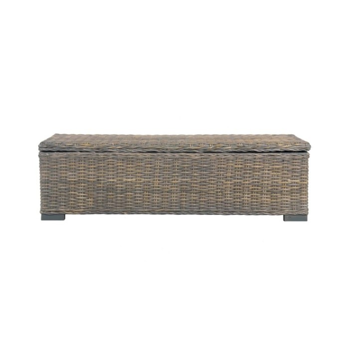 Boîte de rangement 120 cm Gris Rotin naturel kubu et manguier