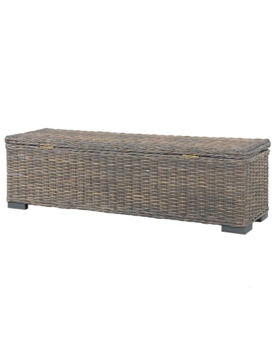 Boîte de rangement 120 cm Gris Rotin naturel kubu et manguier
