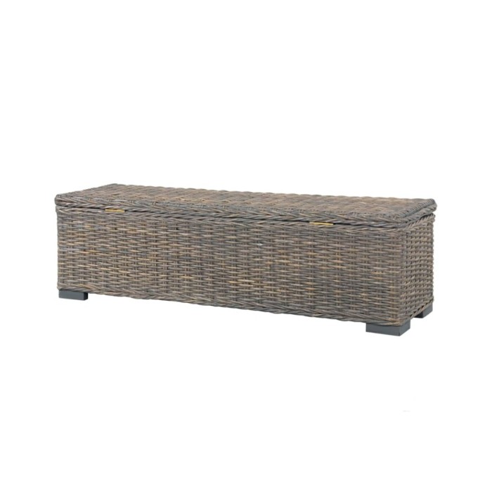 Boîte de rangement 120 cm Gris Rotin naturel kubu et manguier