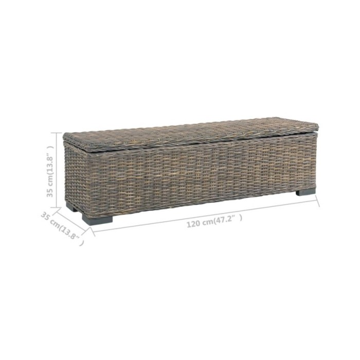 Boîte de rangement 120 cm Gris Rotin naturel kubu et manguier