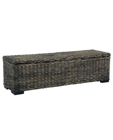 Boîte de rangement 120 cm Noir Rotin naturel kubu et manguier