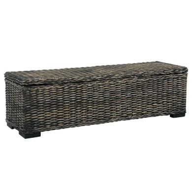 Boîte de rangement 120 cm Noir Rotin naturel kubu et manguier
