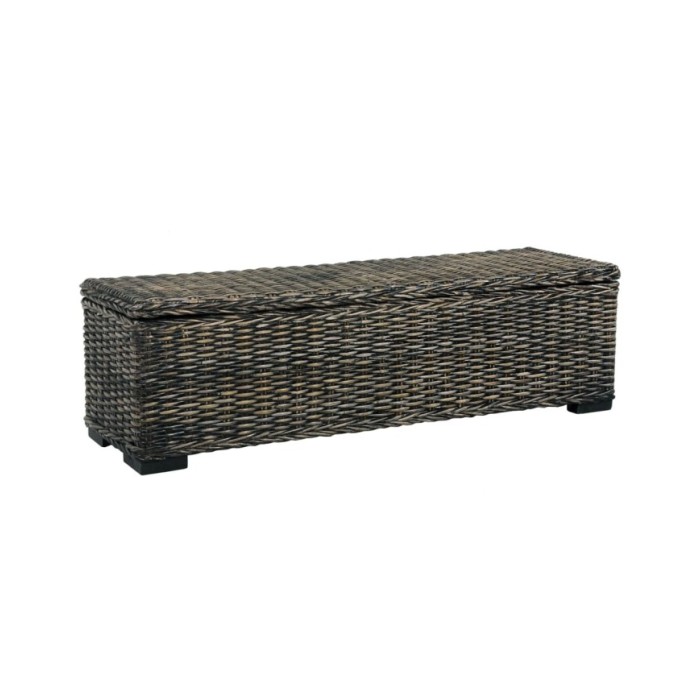Boîte de rangement 120 cm Noir Rotin naturel kubu et manguier