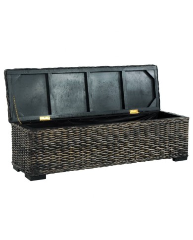 Boîte de rangement 120 cm Noir Rotin naturel kubu et manguier