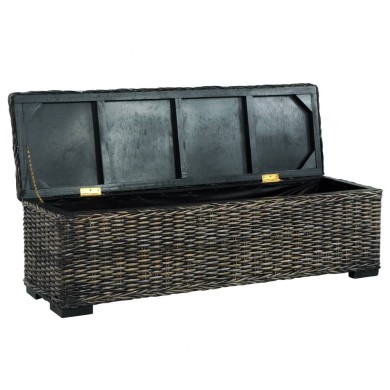 Boîte de rangement 120 cm Noir Rotin naturel kubu et manguier