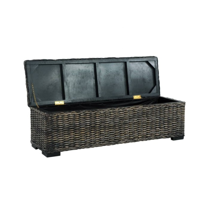 Boîte de rangement 120 cm Noir Rotin naturel kubu et manguier