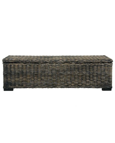 Boîte de rangement 120 cm Noir Rotin naturel kubu et manguier