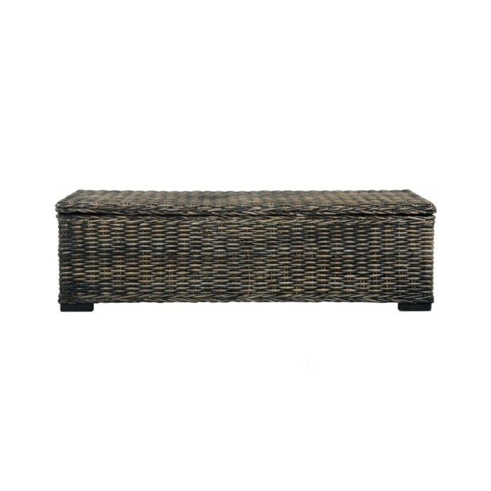 Boîte de rangement 120 cm Noir Rotin naturel kubu et manguier