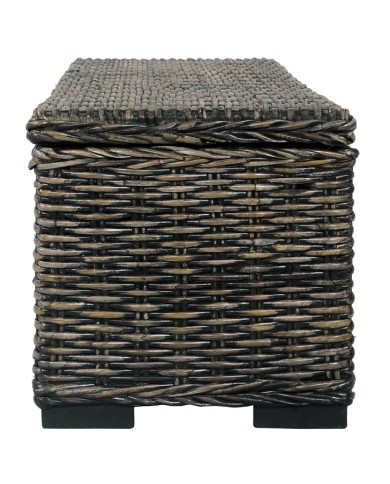 Boîte de rangement 120 cm Noir Rotin naturel kubu et manguier