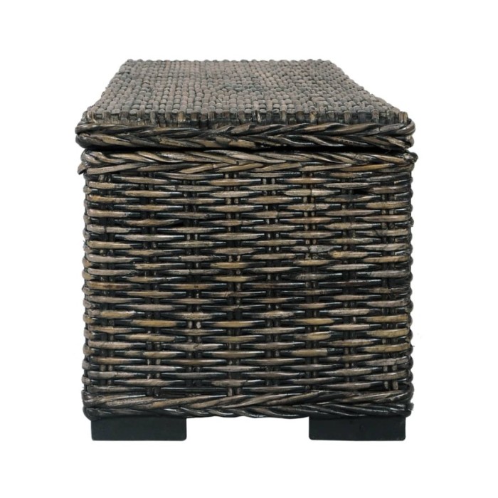 Boîte de rangement 120 cm Noir Rotin naturel kubu et manguier