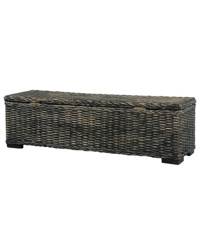 Boîte de rangement 120 cm Noir Rotin naturel kubu et manguier