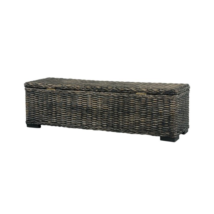 Boîte de rangement 120 cm Noir Rotin naturel kubu et manguier