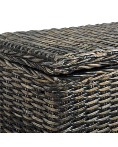 Boîte de rangement 120 cm Noir Rotin naturel kubu et manguier