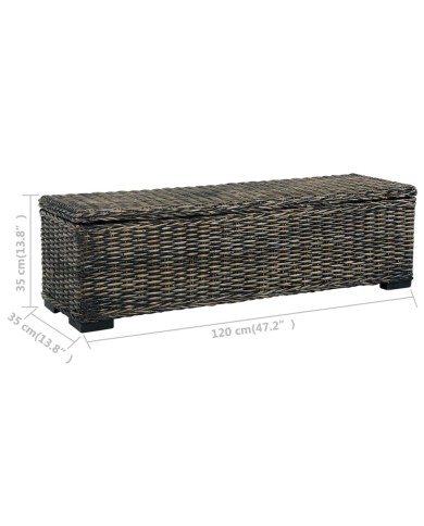 Boîte de rangement 120 cm Noir Rotin naturel kubu et manguier