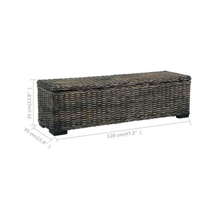 Boîte de rangement 120 cm Noir Rotin naturel kubu et manguier
