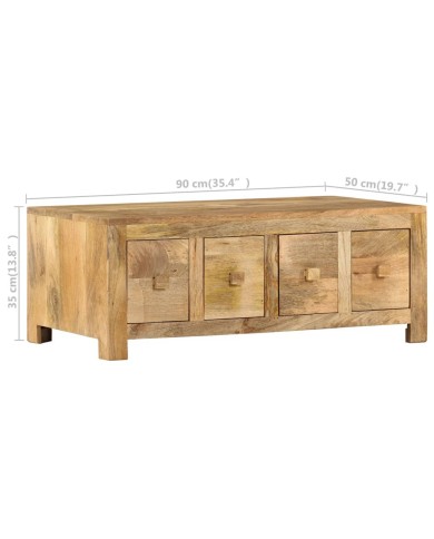 Table basse avec 4 tiroirs 90x50x35 cm Bois solide de manguier