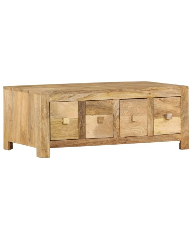 Table basse avec 4 tiroirs 90x50x35 cm Bois solide de manguier