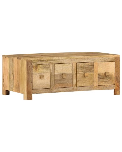 Table basse avec 4 tiroirs 90x50x35 cm Bois solide de manguier
