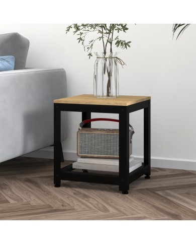Table d'appoint Marron clair et noir 40x40x45 cm MDF et fer