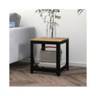 Table d'appoint Marron clair et noir 40x40x45 cm MDF et fer