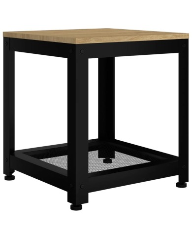 Table d'appoint Marron clair et noir 40x40x45 cm MDF et fer