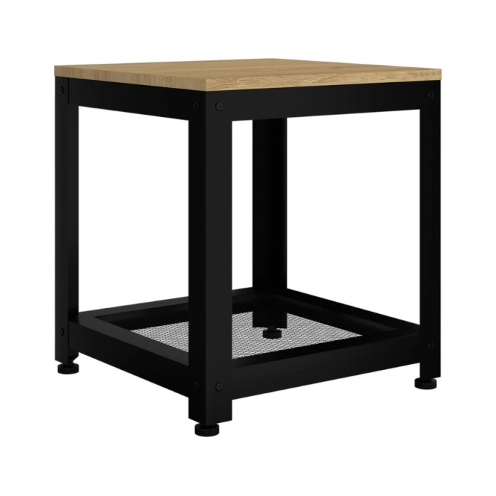 Table d'appoint Marron clair et noir 40x40x45 cm MDF et fer