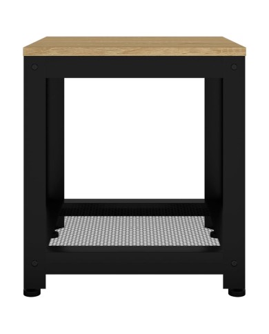 Table d'appoint Marron clair et noir 40x40x45 cm MDF et fer