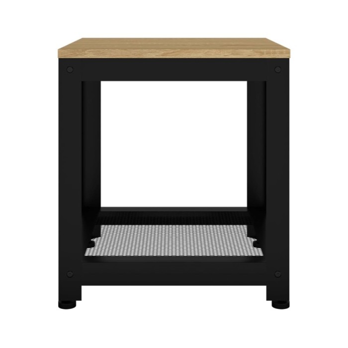 Table d'appoint Marron clair et noir 40x40x45 cm MDF et fer