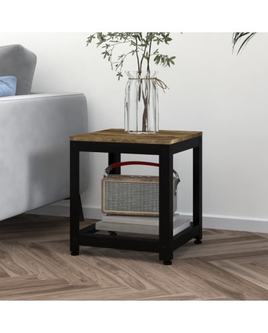 Table d'appoint Marron foncé et noir 40x40x45 cm MDF et fer