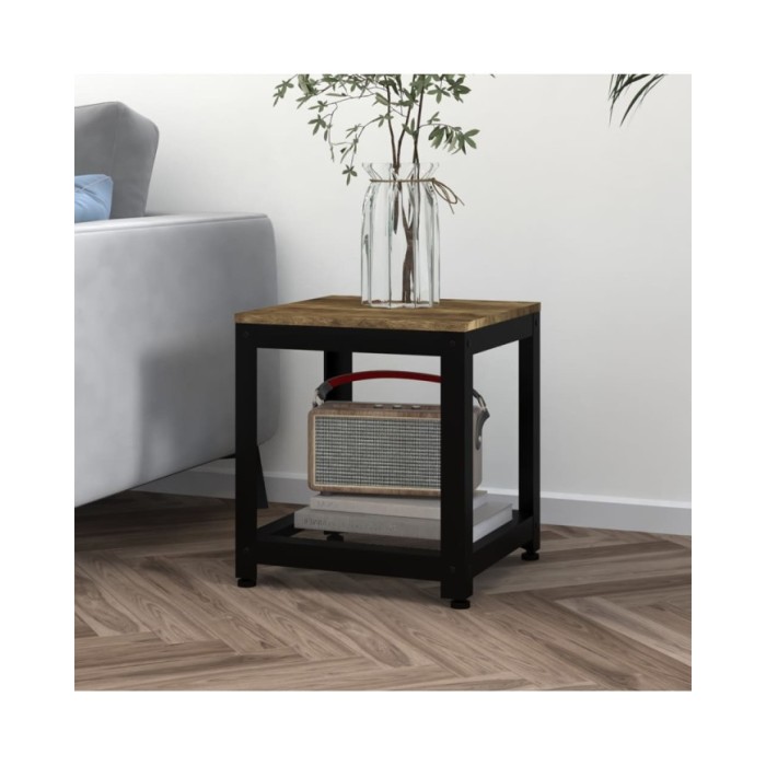 Table d'appoint Marron foncé et noir 40x40x45 cm MDF et fer