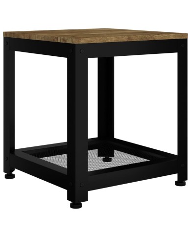 Table d'appoint Marron foncé et noir 40x40x45 cm MDF et fer