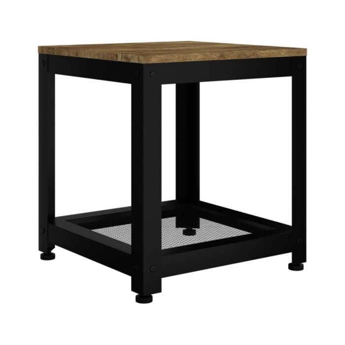 Table d'appoint Marron foncé et noir 40x40x45 cm MDF et fer