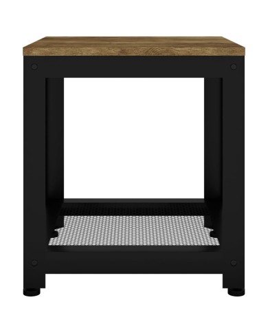 Table d'appoint Marron foncé et noir 40x40x45 cm MDF et fer