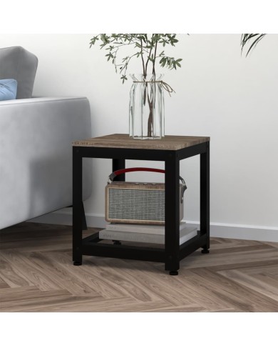 Table d'appoint Gris et noir 40x40x45 cm MDF et fer