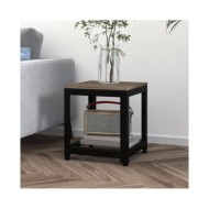 Table d'appoint Gris et noir 40x40x45 cm MDF et fer
