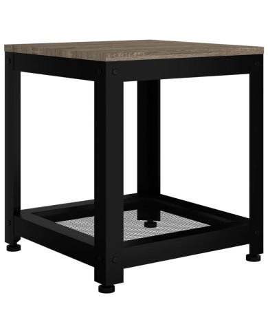 Table d'appoint Gris et noir 40x40x45 cm MDF et fer