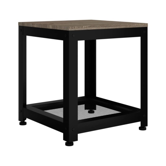 Table d'appoint Gris et noir 40x40x45 cm MDF et fer