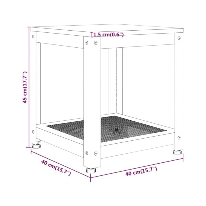 Table d'appoint Gris et noir 40x40x45 cm MDF et fer