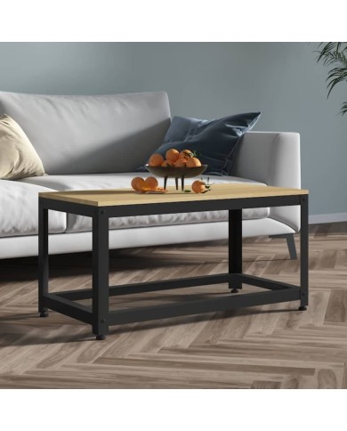 Table basse Marron clair et noir 90x45x45 cm MDF et fer