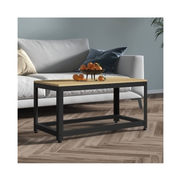Table basse Marron clair et noir 90x45x45 cm MDF et fer