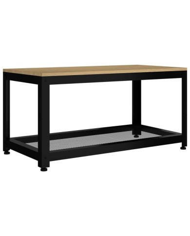 Table basse Marron clair et noir 90x45x45 cm MDF et fer
