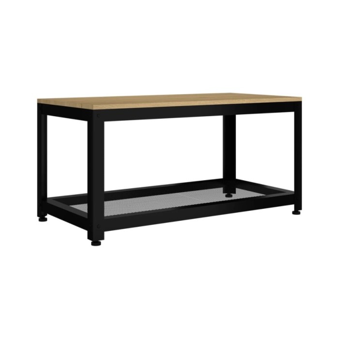 Table basse Marron clair et noir 90x45x45 cm MDF et fer
