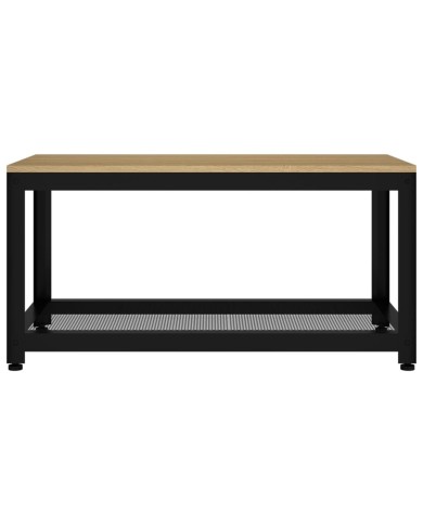 Table basse Marron clair et noir 90x45x45 cm MDF et fer