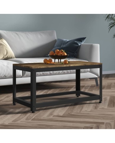 Table basse Marron foncé et noir 90x45x45 cm MDF et fer