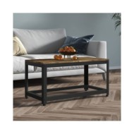 Table basse Marron foncé et noir 90x45x45 cm MDF et fer