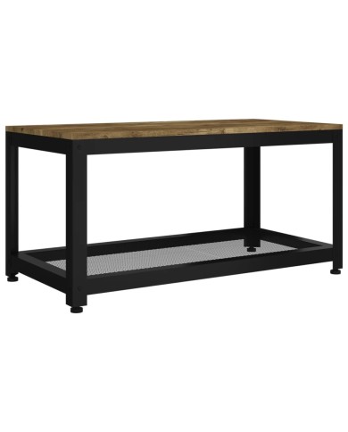 Table basse Marron foncé et noir 90x45x45 cm MDF et fer